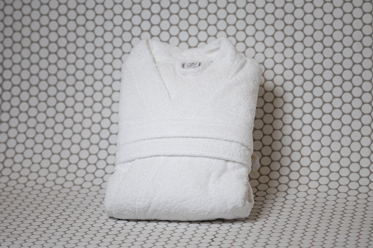 Halat de baie, Boutique Frotir, marime universala, 100% bumbac frotirat Pure Cotton, 400 gr/mp, alb - imagine 5
